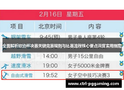 全面解析欧协杯决赛关键竞赛规则与比赛流程核心要点深度实用指南